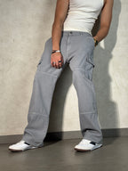 Moonstone Grey Flap Pocket Side Cargo Jeans