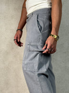 Moonstone Grey Flap Pocket Side Cargo Jeans