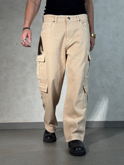 Sand Wash Nude Men Baggy Fit Cargo