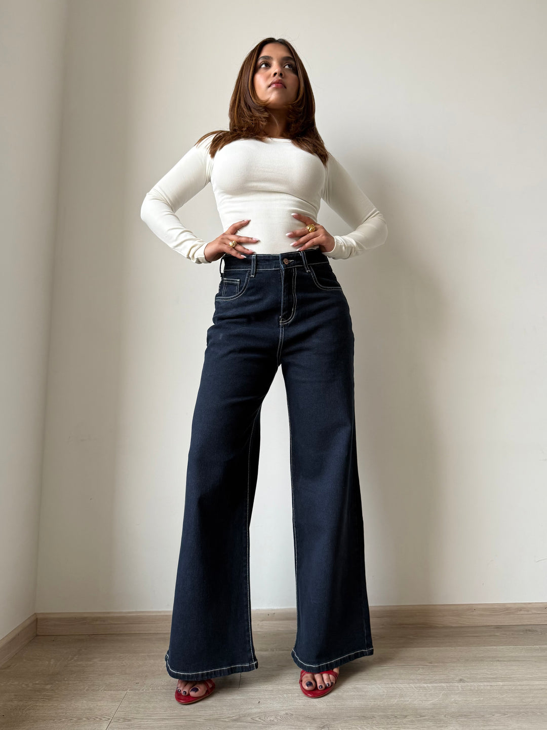 Midnight Indigo Baggy Wide Leg Jeans – Offduty India