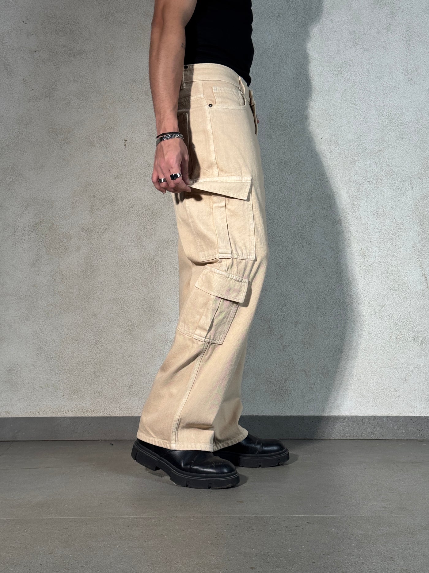 Sand Wash Nude Men Baggy Fit Cargo