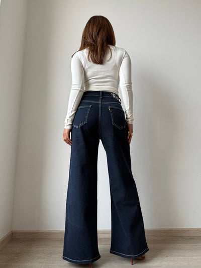 Midnight Indigo Baggy Wide Leg Jeans