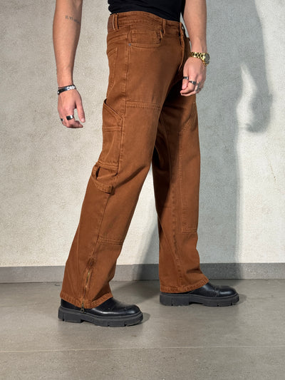 Mud Khaki Carpenter Loose Straight Jeans
