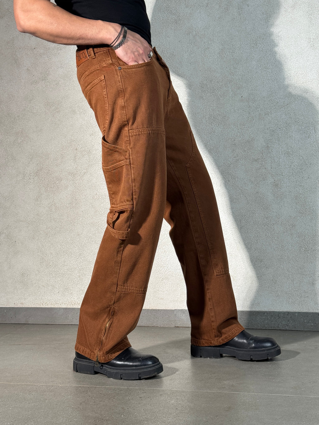 Mud Khaki Carpenter Loose Straight Jeans