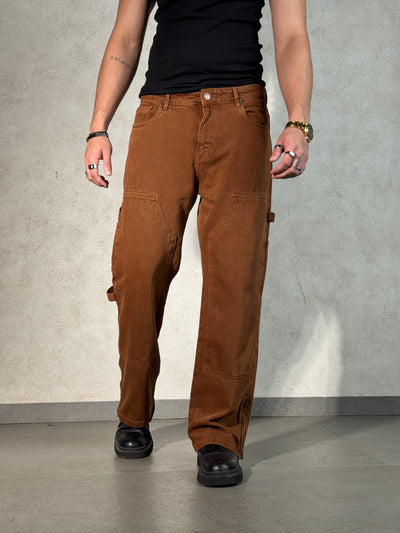 Mud Khaki Carpenter Loose Straight Jeans