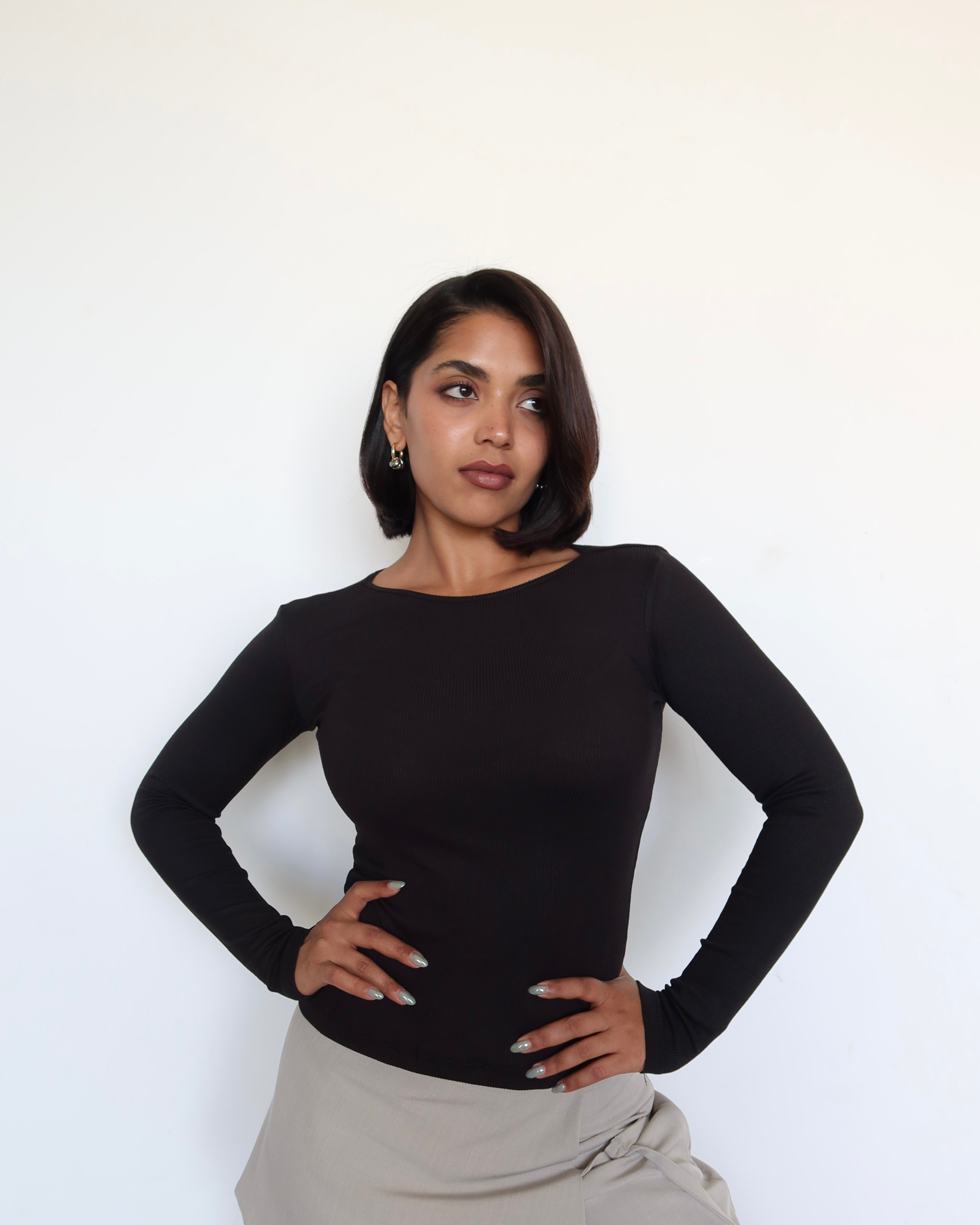 Soft Touch Rib Long Sleeve Top