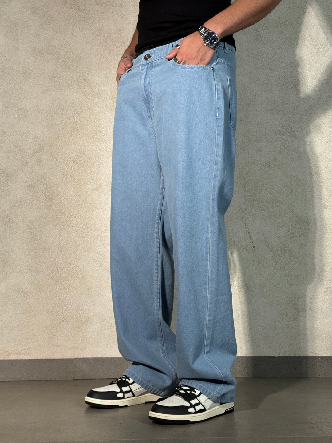 Slate Blue Baggy Fit Rigid Jeans – Offduty India - Main Image