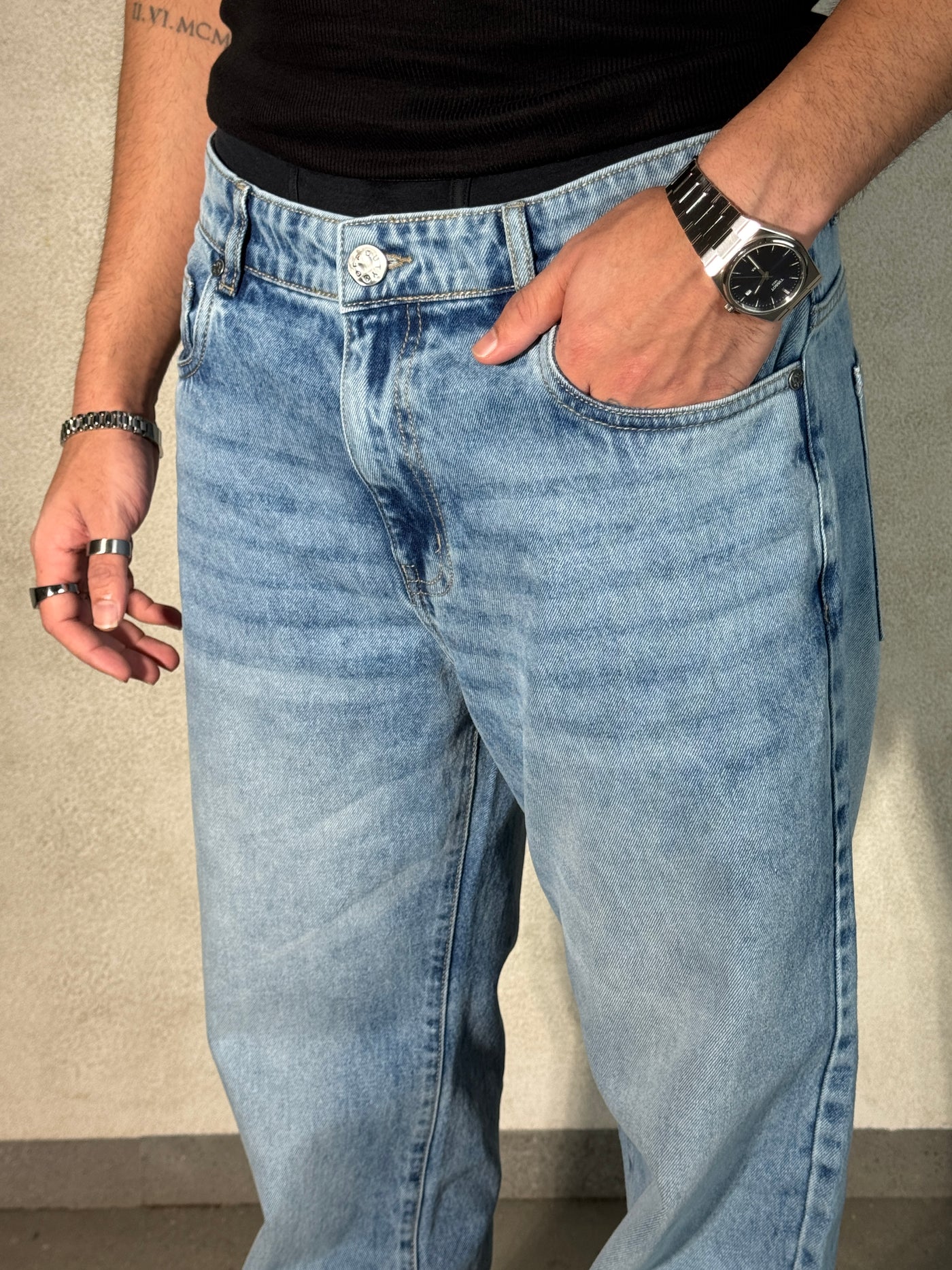 Steel Blue Straight Fit Jeans