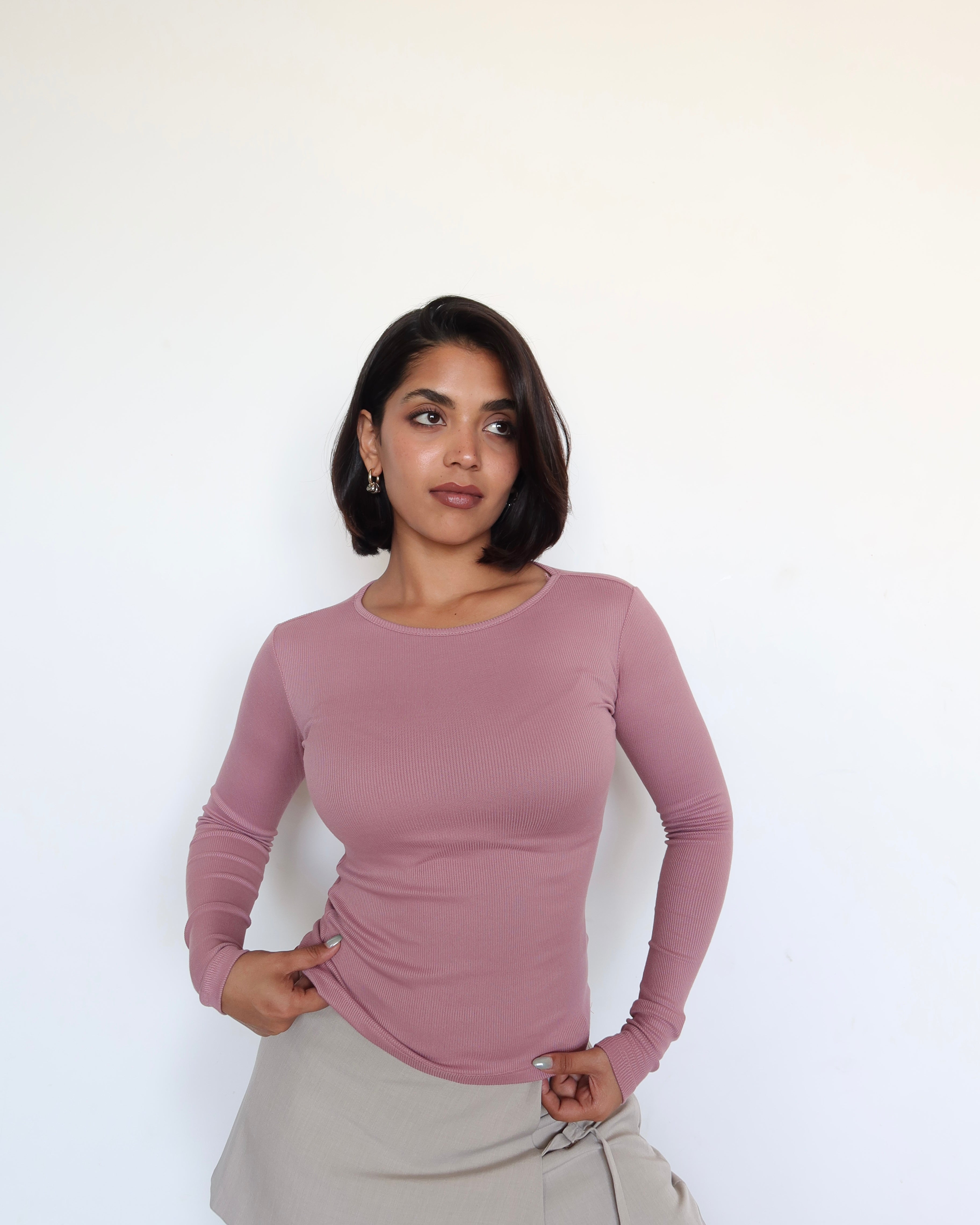 Soft Touch Rib Long Sleeve Top