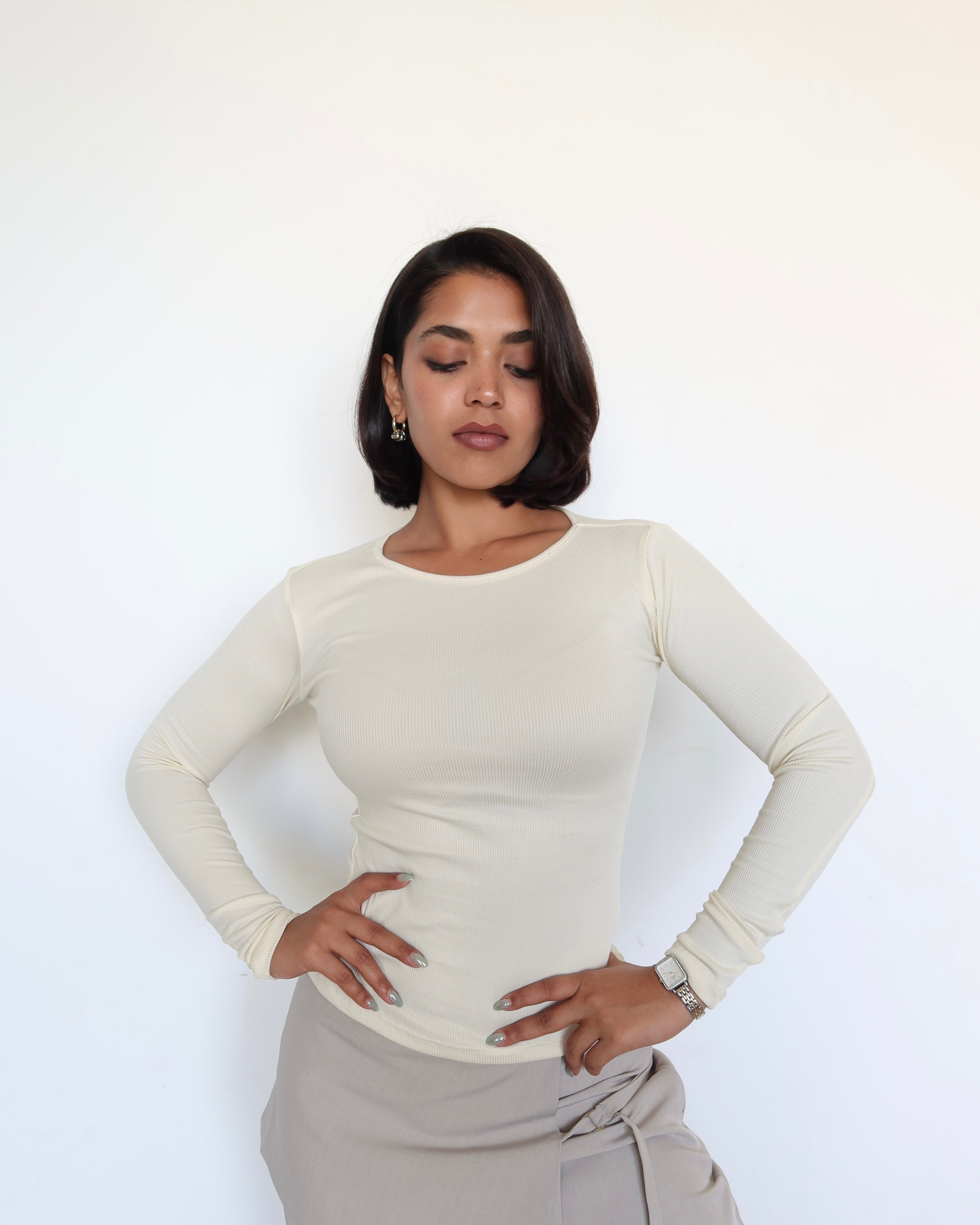 Soft Touch Rib Long Sleeve Top