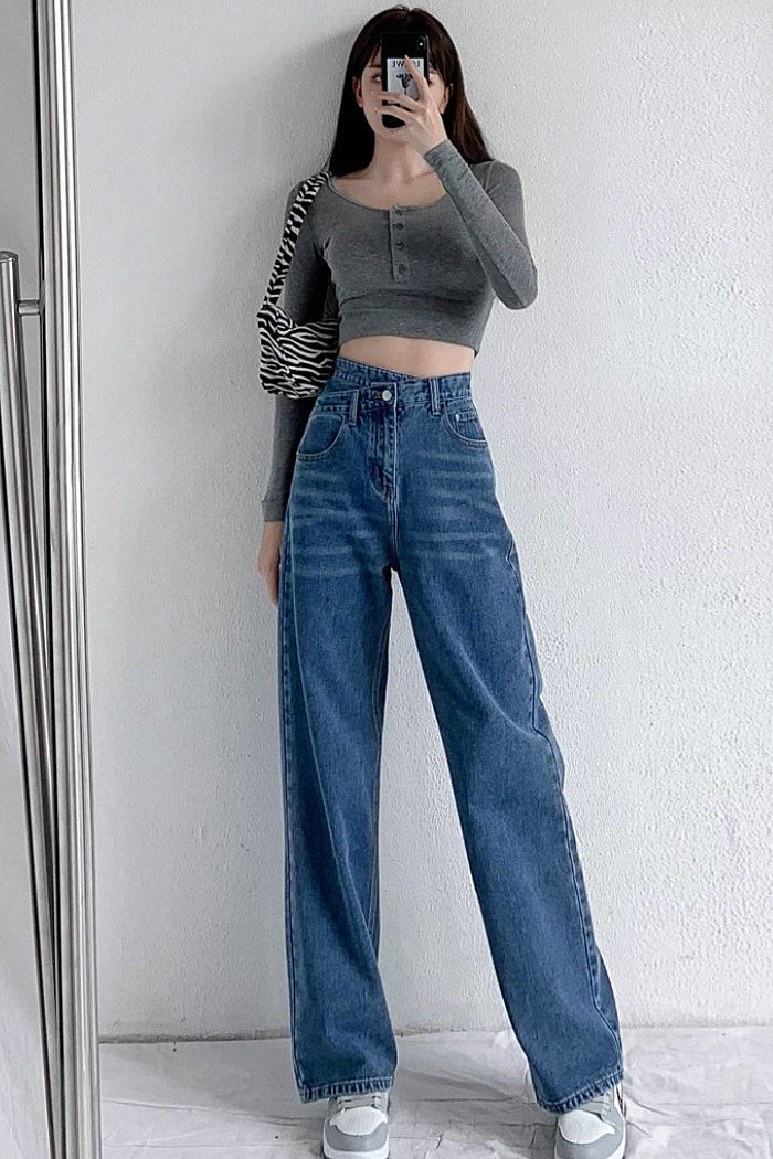 Coastal Blue Cross Belt Straight Fit Jeans