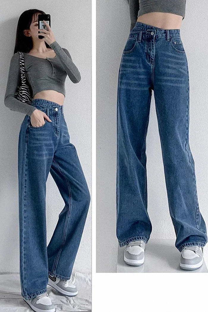 Coastal Blue Cross Belt Straight Fit Jeans