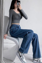 Coastal Blue Cross Belt Straight Fit Jeans