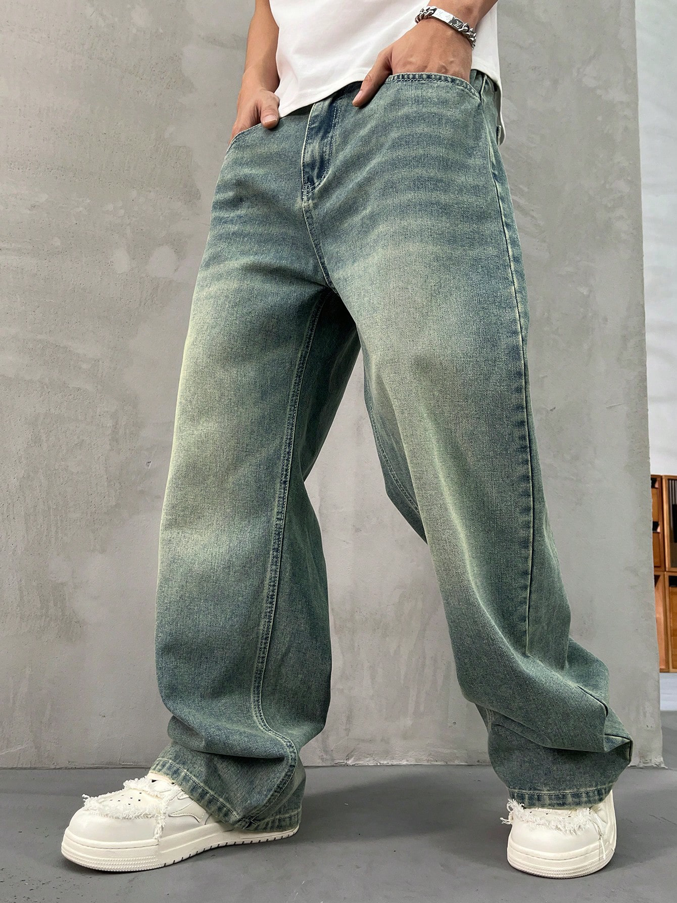 Spearmint Fade Baggy Fit Jeans