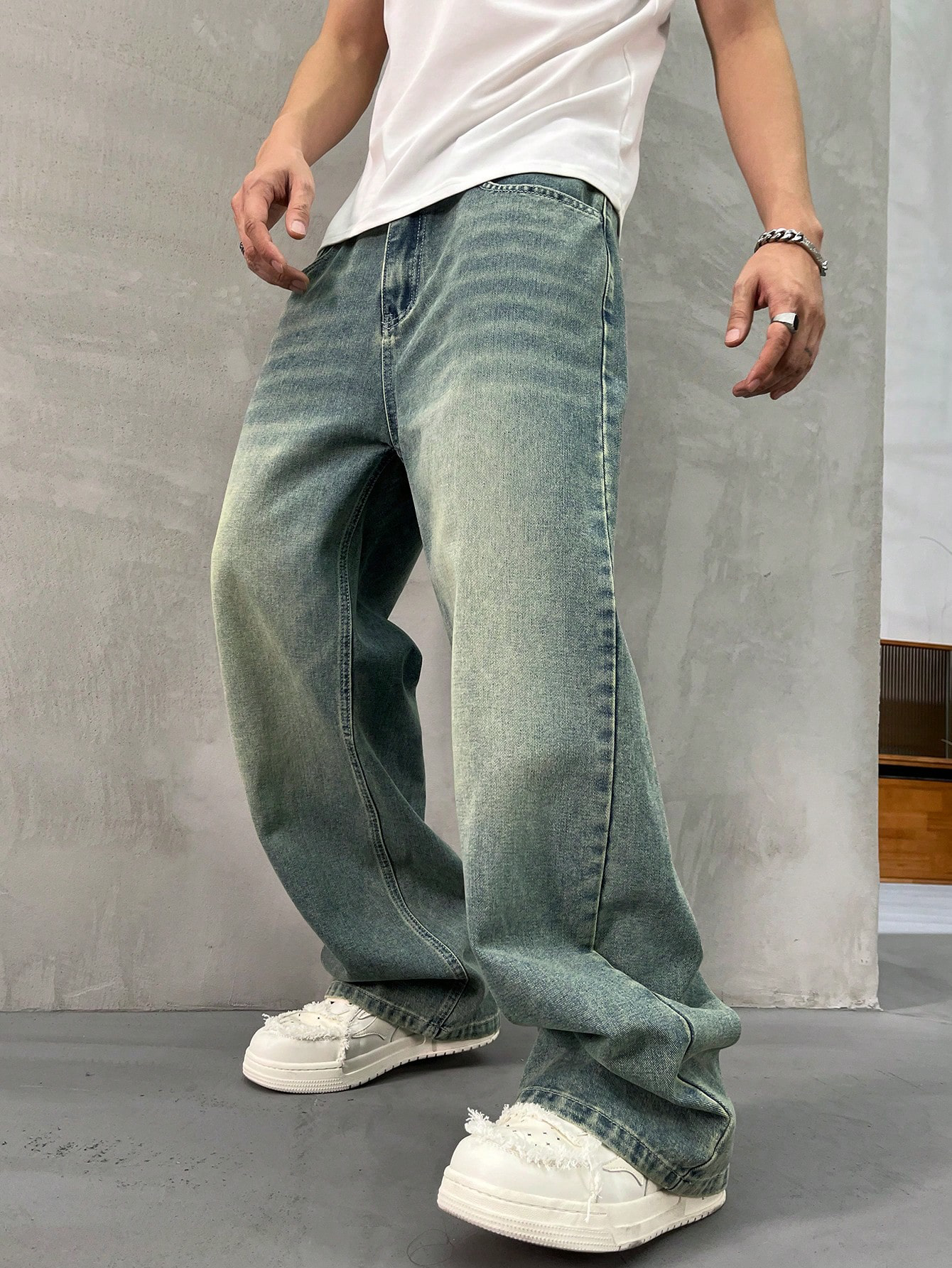 Spearmint Fade Baggy Fit Jeans