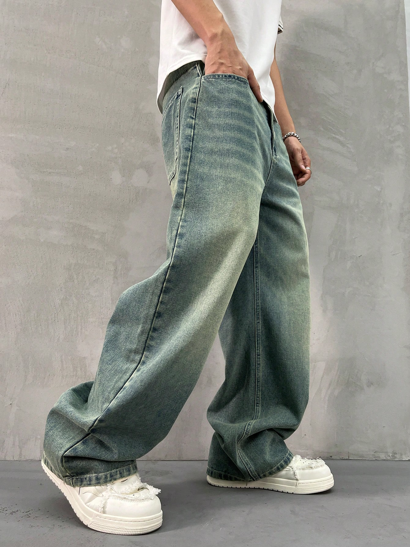 Spearmint Fade Baggy Fit Jeans