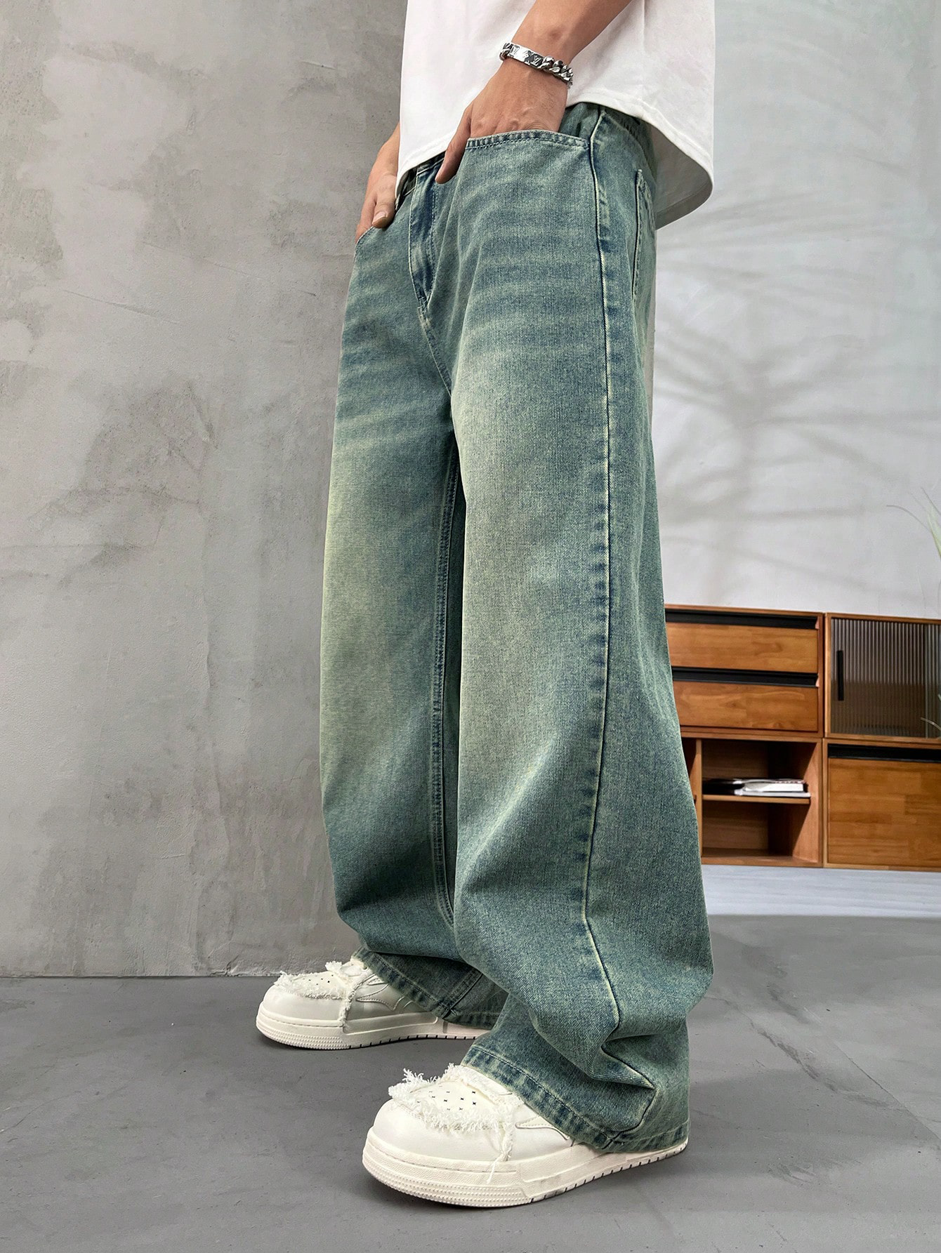 Spearmint Fade Baggy Fit Jeans