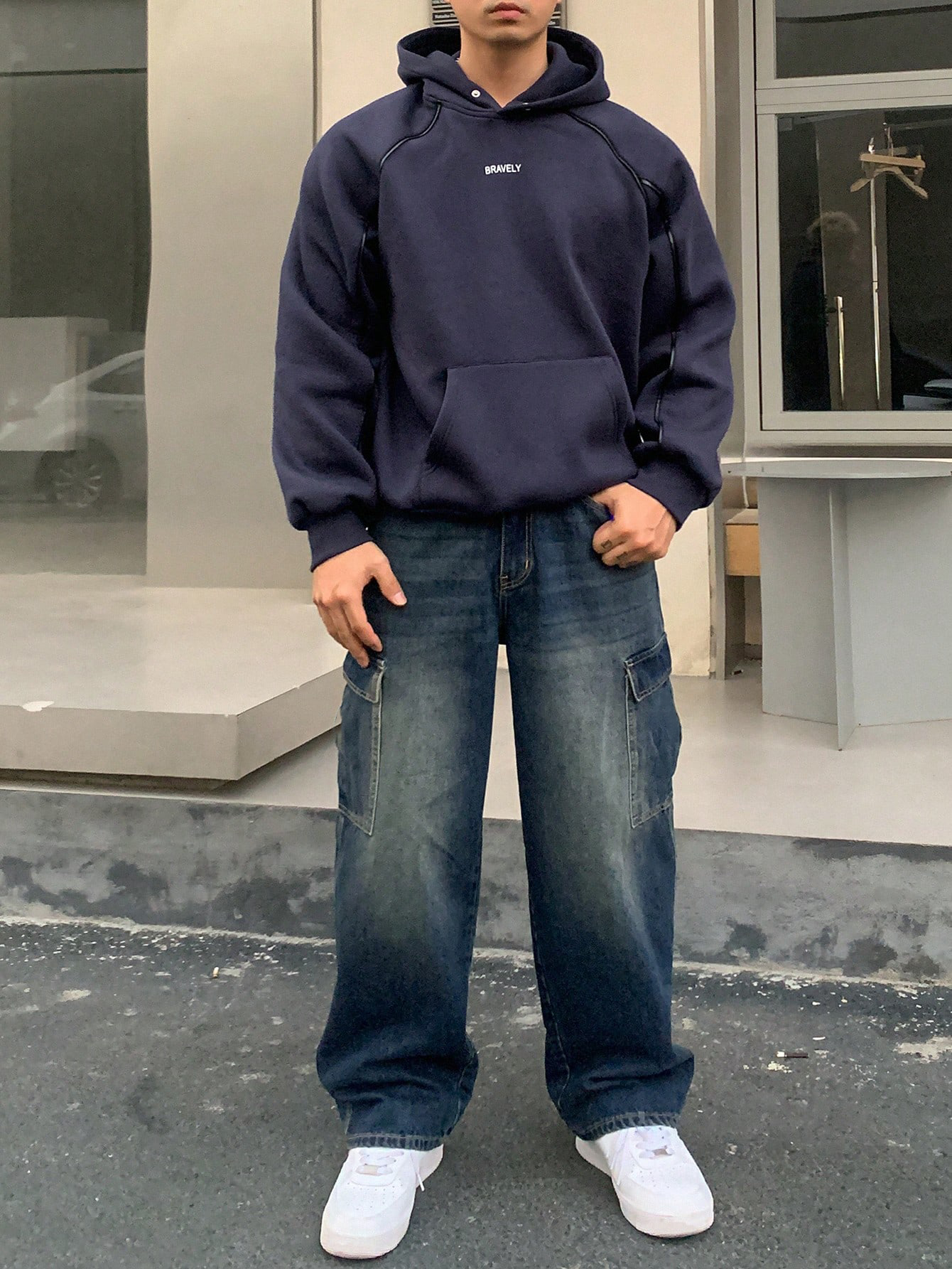 Basic Blue Core Baggy Cargo Jeans