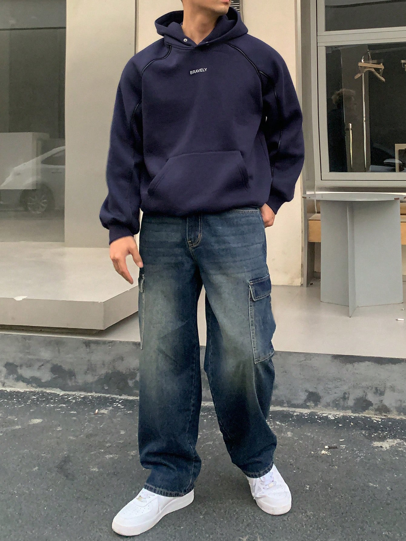 Basic Blue Core Baggy Cargo Jeans