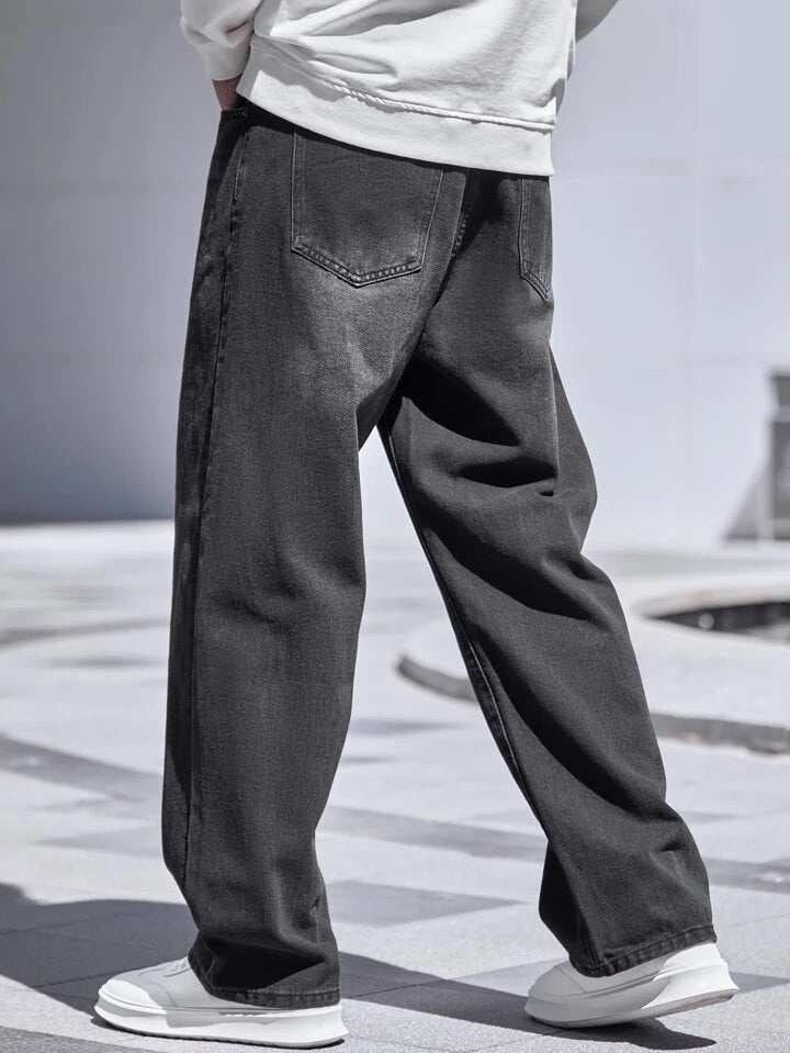 Pleated Baggy Jean Charcoal store Wash