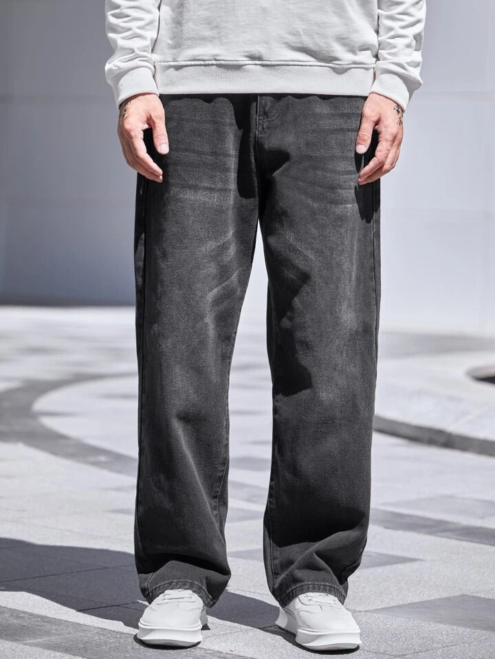 Pleated Baggy Jean Charcoal store Wash