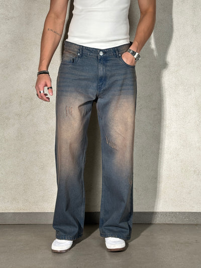Teal Bronze Baggy Wide Leg Jeans