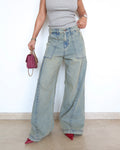 Muted Blue Baggy Wide Leg Jeans