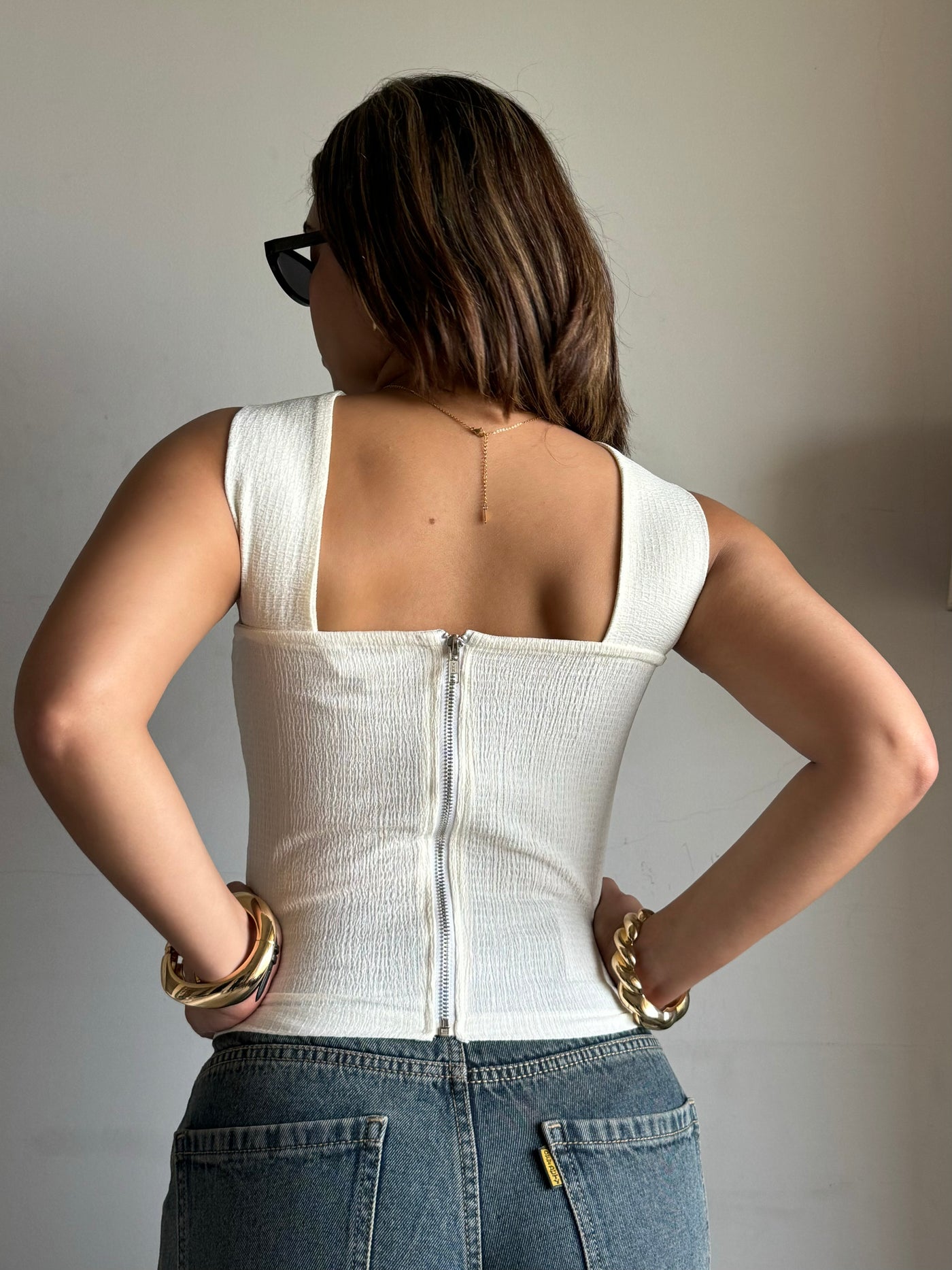 Halter Chic Zip-Back Top