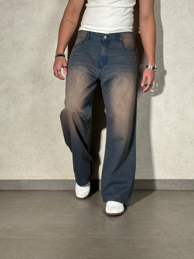 Teal Bronze Baggy Wide Leg Jeans