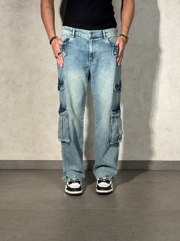 Dusty Blue Baggy Cargos