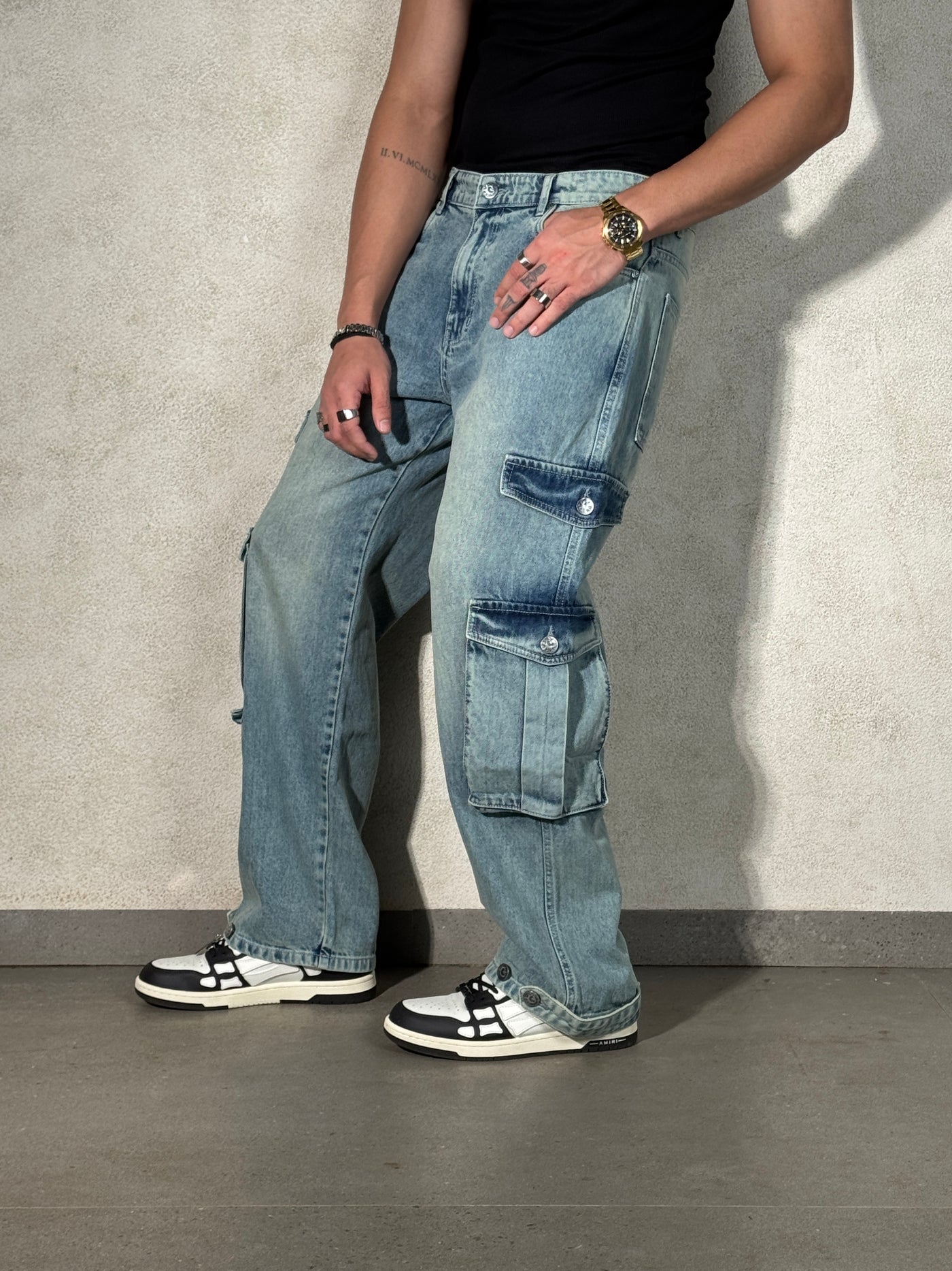 Dusty Blue Baggy Cargos