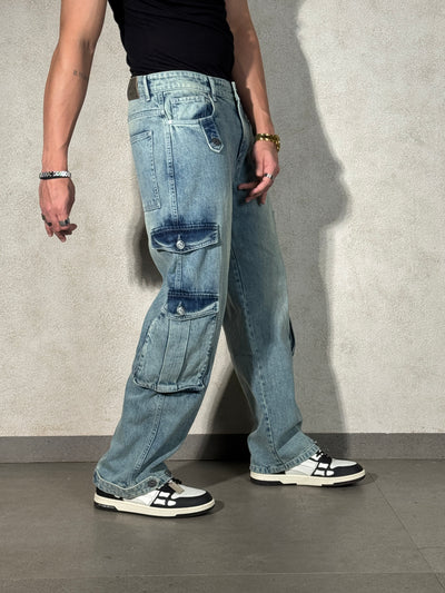 Dusty Blue Baggy Cargos