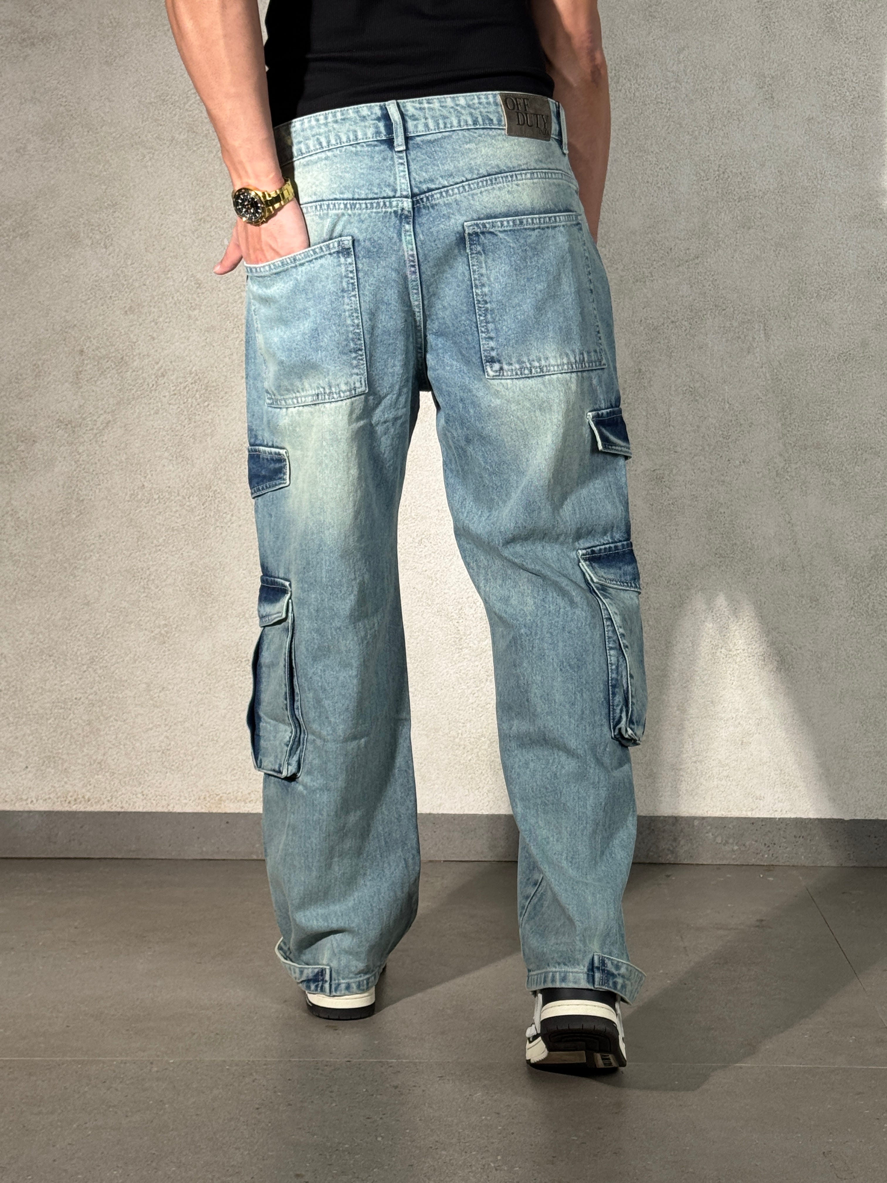 Dusty Blue Baggy Cargos