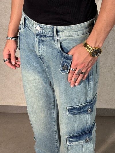 Dusty Blue Baggy Cargos