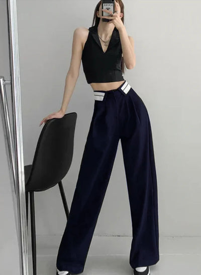 Collar Belt Korean Baggy Pant