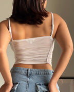 Ruched Mesh Crop Top