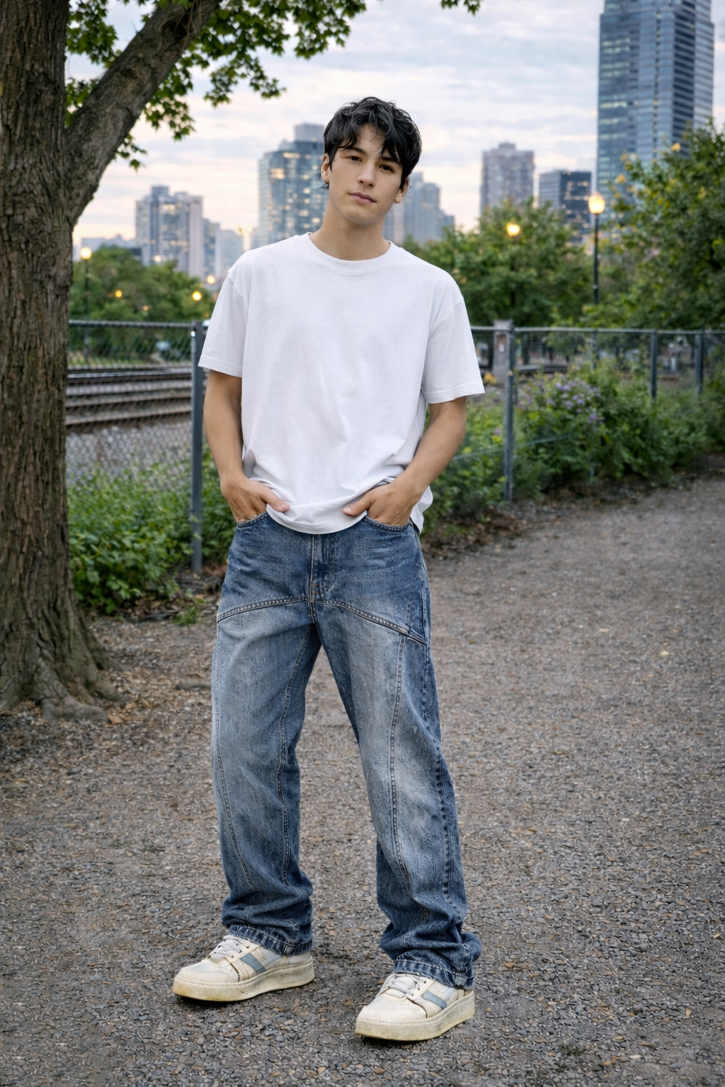 90's Front Seam Loose Fit Straight Leg Denim