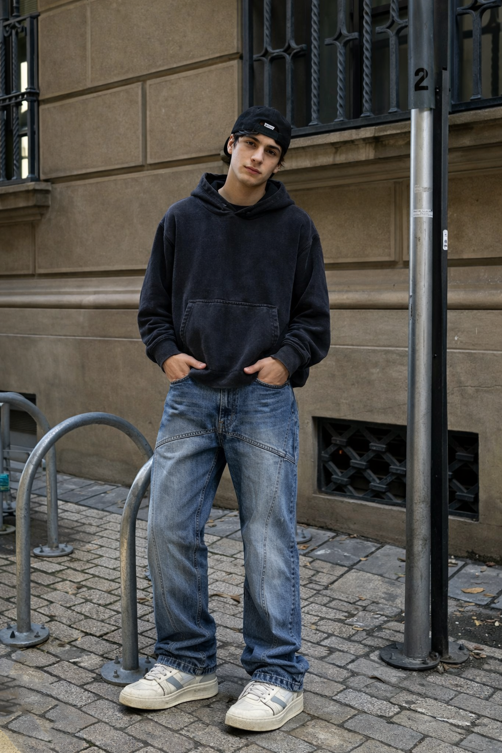 90's Front Seam Loose Fit Straight Leg Denim