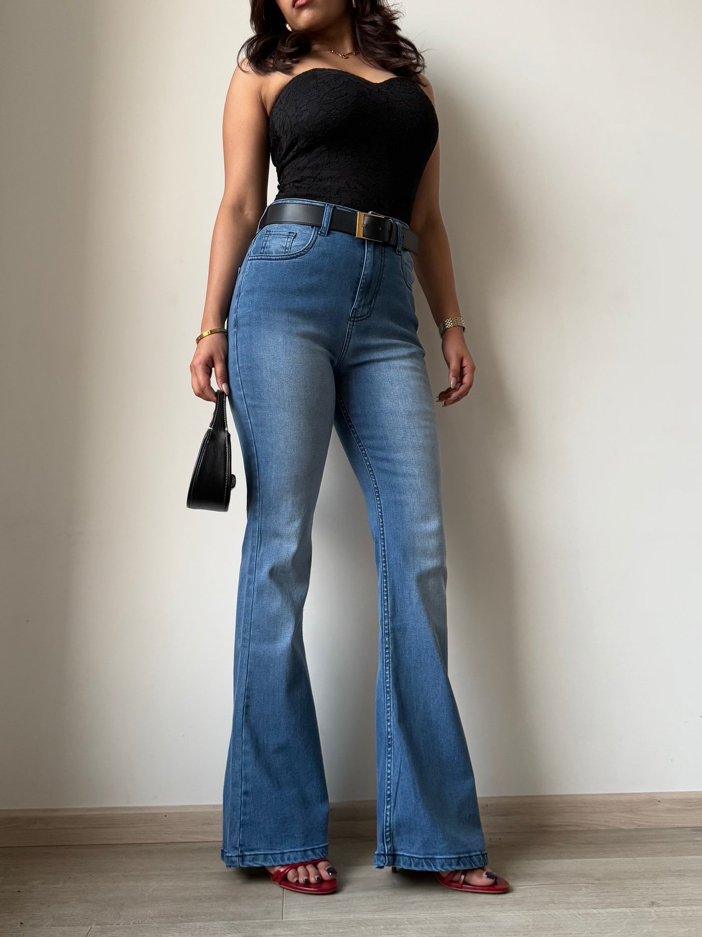 Blue Slim Fit Flared Bottom Jeans