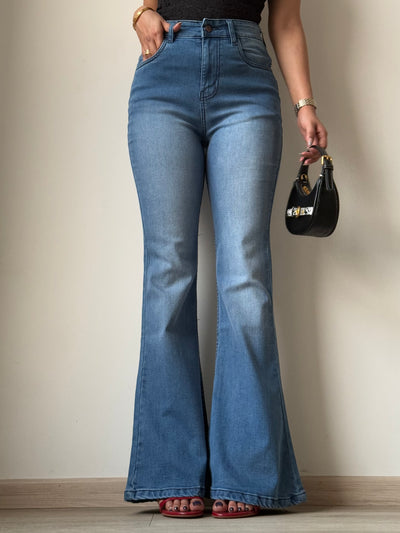 Blue Slim Fit Flared Bottom Jeans