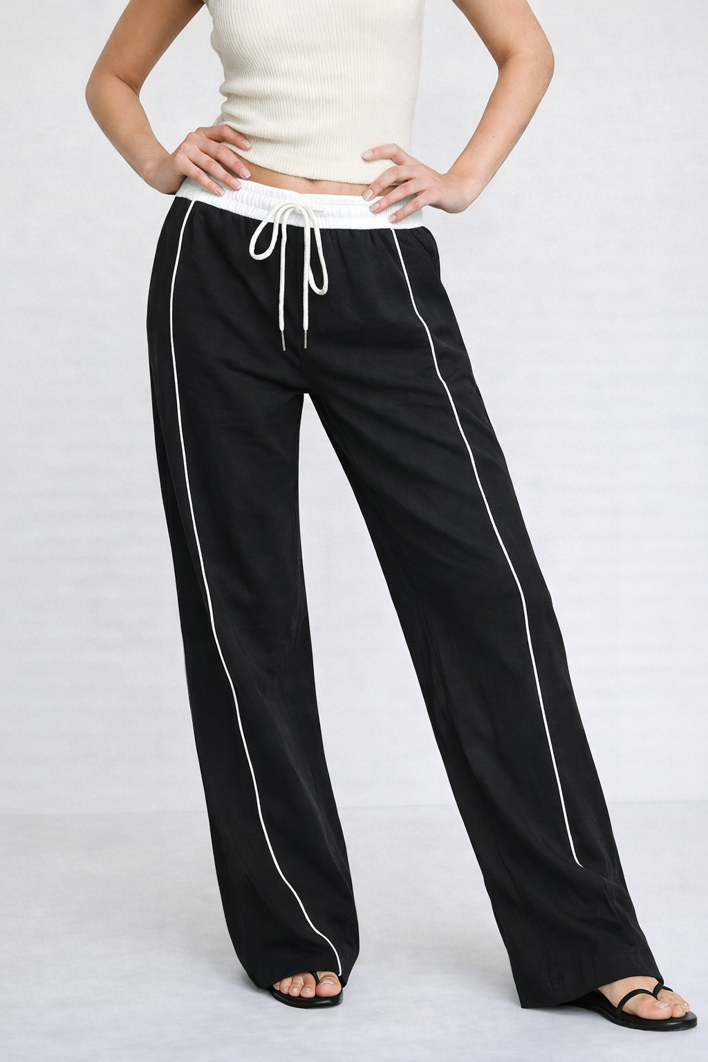 Drawstring Wide Leg Pants