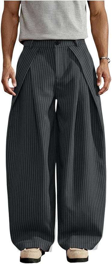 Overfold Stripes Draped Trousers