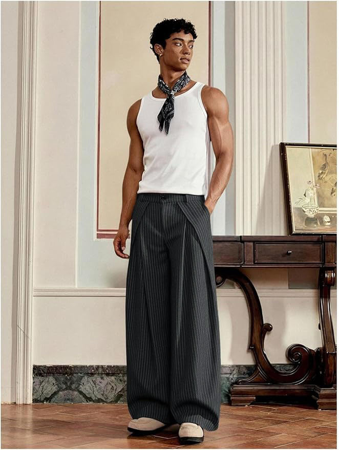 Overfold Stripes Draped Trousers