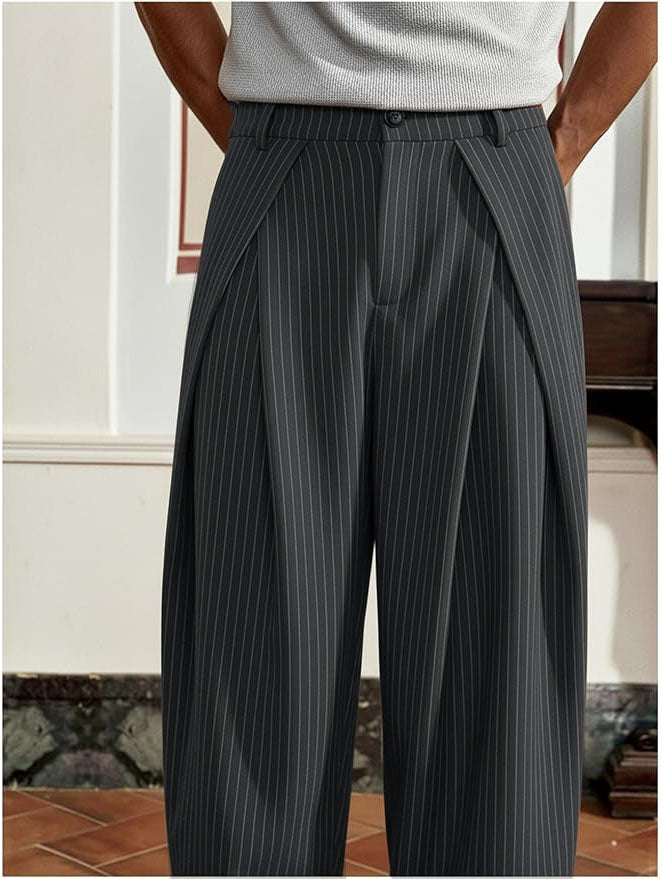 Overfold Stripes Draped Trousers