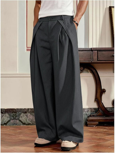 Overfold Stripes Draped Trousers