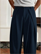 Overfold Stripes Draped Trousers