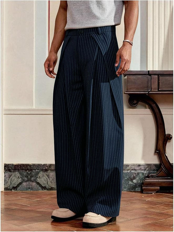Overfold Stripes Draped Trousers