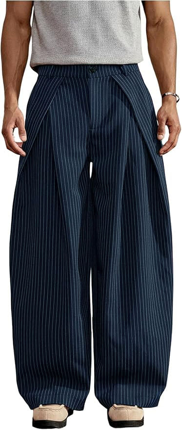 Overfold Stripes Draped Trousers