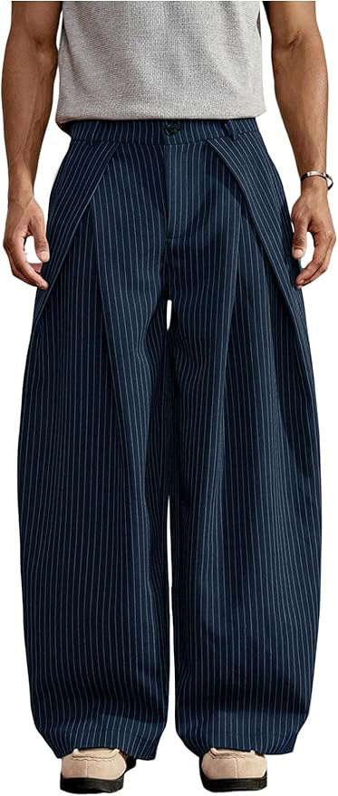 Overfold Stripes Draped Trousers
