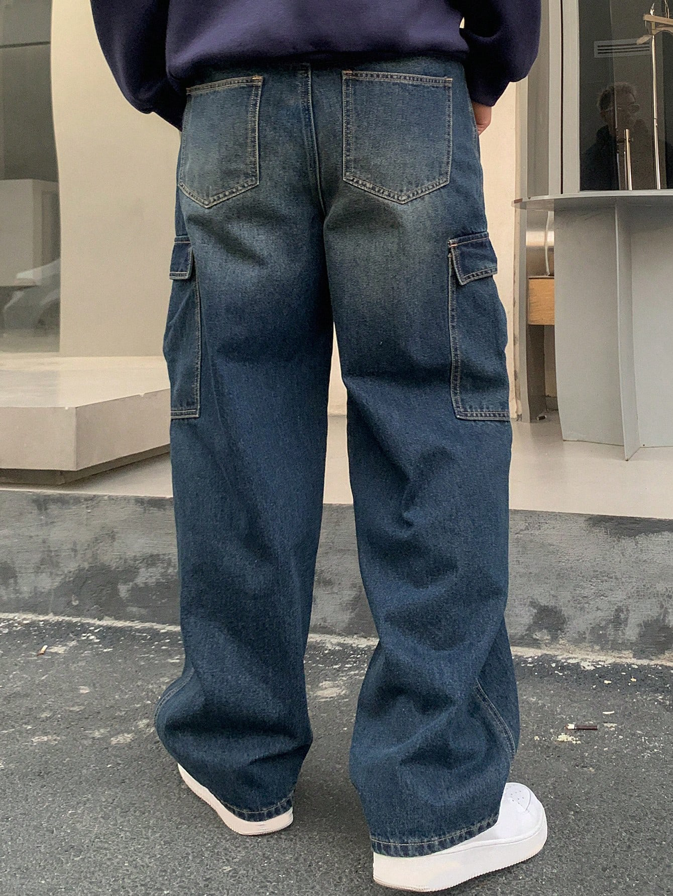 Basic Blue Core Baggy Cargo Jeans